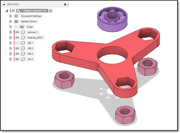 3D Model of simple 3-arm fidget spinner