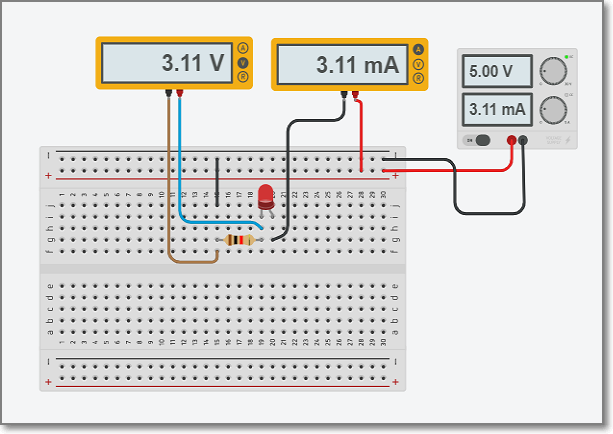 LED circuit on a Breadboard