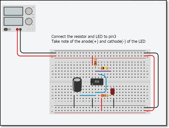 Step 4 Connect pin 3 to the LED